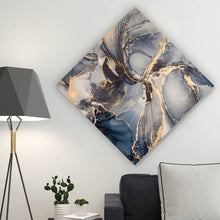 Lade das Bild in den Galerie-Viewer, Leinwandbild Fluid Art Dark Blue Raute