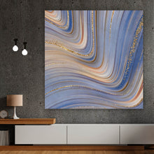 Lade das Bild in den Galerie-Viewer, Aluminiumbild gebürstet Fluid Art Glitzer Wellen Quadrat