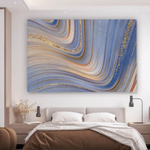 Lade das Bild in den Galerie-Viewer, Aluminiumbild Fluid Art Glitzer Wellen Querformat