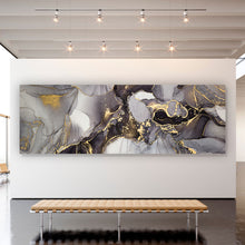 Lade das Bild in den Galerie-Viewer, Leinwandbild Fluid Art Gold Panorama