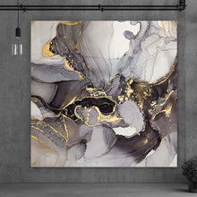 Lade das Bild in den Galerie-Viewer, Leinwandbild Fluid Art Gold Quadrat
