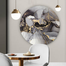 Lade das Bild in den Galerie-Viewer, Aluminiumbild gebürstet Fluid Art Gold Kreis