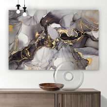 Lade das Bild in den Galerie-Viewer, Leinwandbild Fluid Art Gold Querformat