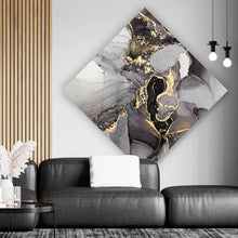 Lade das Bild in den Galerie-Viewer, Poster Fluid Art Gold Raute