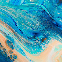Lade das Bild in den Galerie-Viewer, Aluminiumbild gebürstet Fluid Art Karibik Quadrat