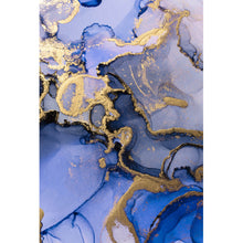 Lade das Bild in den Galerie-Viewer, Leinwandbild Fluid Art Königsblau mit Gold Hochformat