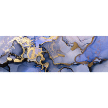 Lade das Bild in den Galerie-Viewer, Leinwandbild Fluid Art Königsblau mit Gold Panorama