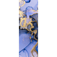 Lade das Bild in den Galerie-Viewer, Aluminiumbild gebürstet Fluid Art Königsblau mit Gold Panorama Hoch