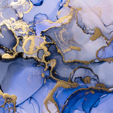 Lade das Bild in den Galerie-Viewer, Leinwandbild Fluid Art Königsblau mit Gold Quadrat