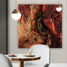 Lade das Bild in den Galerie-Viewer, Aluminiumbild gebürstet Fluid Art Lava Quadrat