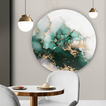 Lade das Bild in den Galerie-Viewer, Aluminiumbild gebürstet Fluid Art Luxury Green Kreis