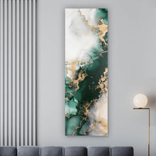 Lade das Bild in den Galerie-Viewer, Leinwandbild Fluid Art Luxury Green Panorama Hoch