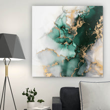 Lade das Bild in den Galerie-Viewer, Aluminiumbild Fluid Art Luxury Green Quadrat