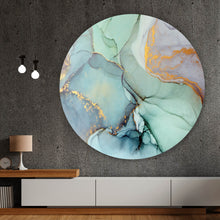 Lade das Bild in den Galerie-Viewer, Aluminiumbild gebürstet Fluid Art Pastell mit Gold Kreis