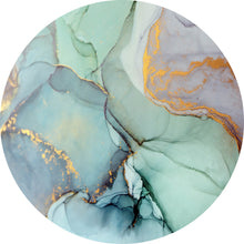 Lade das Bild in den Galerie-Viewer, Aluminiumbild gebürstet Fluid Art Pastell mit Gold Kreis