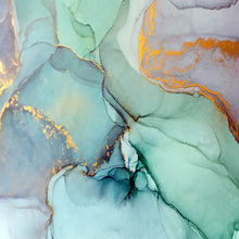 Lade das Bild in den Galerie-Viewer, Leinwandbild Fluid Art Pastell mit Gold Quadrat
