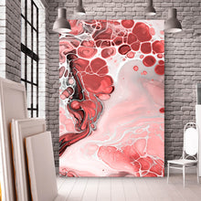 Lade das Bild in den Galerie-Viewer, Aluminiumbild gebürstet Fluid Art Soft Red Hochformat