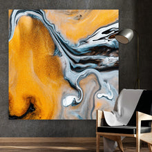Lade das Bild in den Galerie-Viewer, Aluminiumbild gebürstet Fluid Art Sandsturm Quadrat