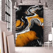 Lade das Bild in den Galerie-Viewer, Aluminiumbild gebürstet Fluid Art dunkles Geheimnis Hochformat