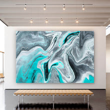 Lade das Bild in den Galerie-Viewer, Leinwandbild Fluid Art Simply Grey Querformat