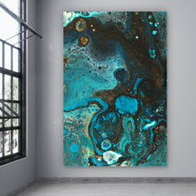 Lade das Bild in den Galerie-Viewer, Leinwandbild Fluid Art Smaragd Hochformat