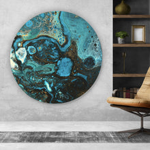Lade das Bild in den Galerie-Viewer, Aluminiumbild gebürstet Fluid Art Smaragd Kreis