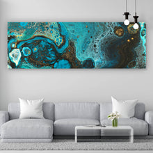 Lade das Bild in den Galerie-Viewer, Leinwandbild Fluid Art Smaragd Panorama
