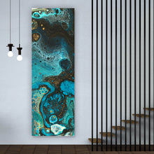 Lade das Bild in den Galerie-Viewer, Leinwandbild Fluid Art Smaragd Panorama Hoch