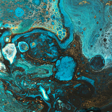 Lade das Bild in den Galerie-Viewer, Leinwandbild Fluid Art Smaragd Quadrat