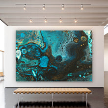 Lade das Bild in den Galerie-Viewer, Leinwandbild Fluid Art Smaragd Querformat