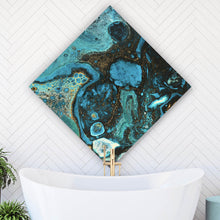 Lade das Bild in den Galerie-Viewer, Leinwandbild Fluid Art Smaragd Raute