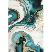 Lade das Bild in den Galerie-Viewer, Spannrahmenbild Fluid Art Türkis gold Hochformat