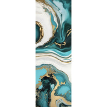 Lade das Bild in den Galerie-Viewer, Aluminiumbild Fluid Art Türkis gold Panorama Hoch
