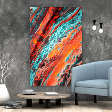 Lade das Bild in den Galerie-Viewer, Poster Fluid Art Türkis Orange Hochformat
