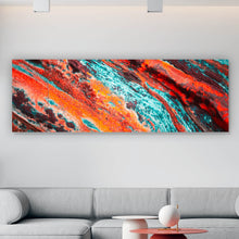 Lade das Bild in den Galerie-Viewer, Poster Fluid Art Türkis Orange Panorama