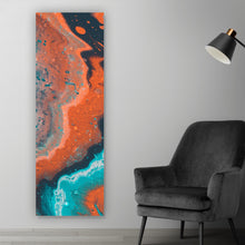Lade das Bild in den Galerie-Viewer, Spannrahmenbild Fluid Art Türkis und Rot Panorama Hoch