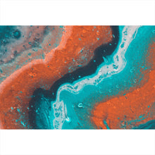 Lade das Bild in den Galerie-Viewer, Poster Fluid Art Türkis und Rot Querformat