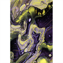 Lade das Bild in den Galerie-Viewer, Poster Fluid Art Violett und Gelb Hochformat