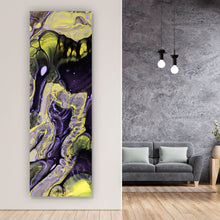 Lade das Bild in den Galerie-Viewer, Poster Fluid Art Violett und Gelb Panorama Hoch
