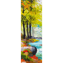 Lade das Bild in den Galerie-Viewer, Poster Fluss im Herbstwald Gemälde Panorama Hoch