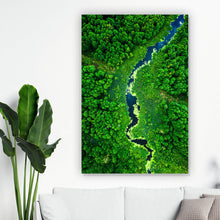 Lade das Bild in den Galerie-Viewer, Leinwandbild Fluss mit blühenden Algen Hochformat