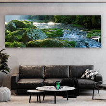 Lade das Bild in den Galerie-Viewer, Spannrahmenbild Fluss und Welle im Licht Panorama