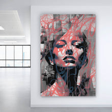 Lade das Bild in den Galerie-Viewer, Aluminiumbild gebürstet Frau Graffiti Modern Art Hochformat