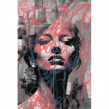 Lade das Bild in den Galerie-Viewer, Aluminiumbild gebürstet Frau Graffiti Modern Art Hochformat