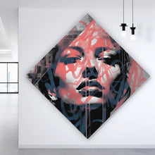 Lade das Bild in den Galerie-Viewer, Spannrahmenbild Frau Graffiti Modern Art Raute
