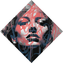 Lade das Bild in den Galerie-Viewer, Aluminiumbild Frau Graffiti Modern Art Raute