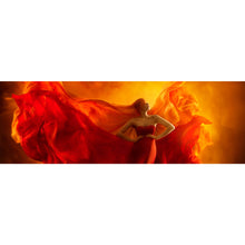 Lade das Bild in den Galerie-Viewer, Leinwandbild Frau im roten Feuerkleid Panorama