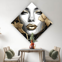 Lade das Bild in den Galerie-Viewer, Poster Frau im Zeichenstil mit Gold Raute