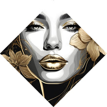 Lade das Bild in den Galerie-Viewer, Poster Frau im Zeichenstil mit Gold Raute