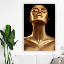 Lade das Bild in den Galerie-Viewer, Aluminiumbild Frau in Gold No.1 Hochformat